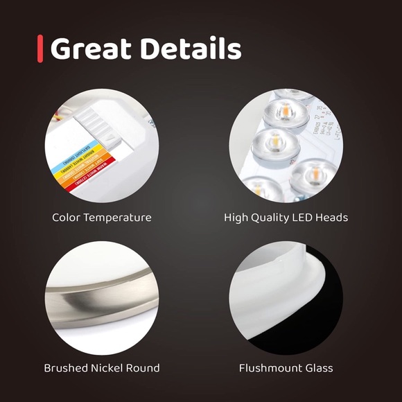 LED Ceiling Light Brushed Nickel Frosted Glass Shade Light Fixture for Bedroom - Picture 6 of 10